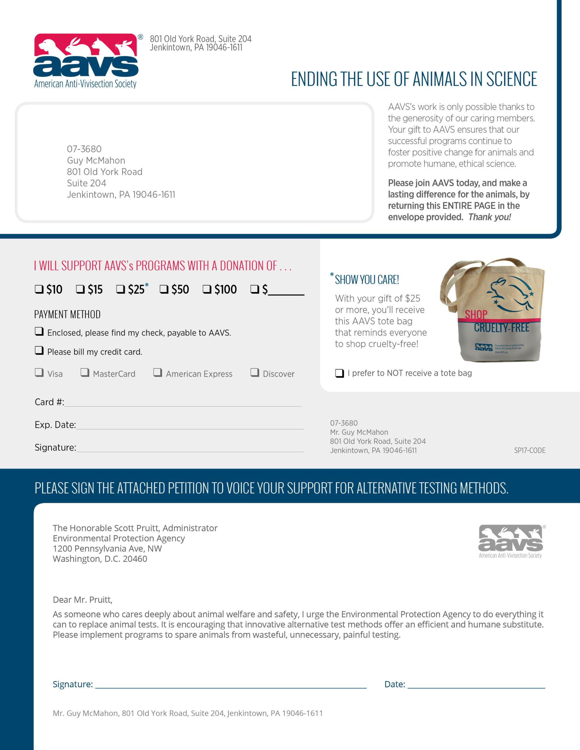 AAVS - Acquisition Mailing Package (Alternatives) - Response Device Front
