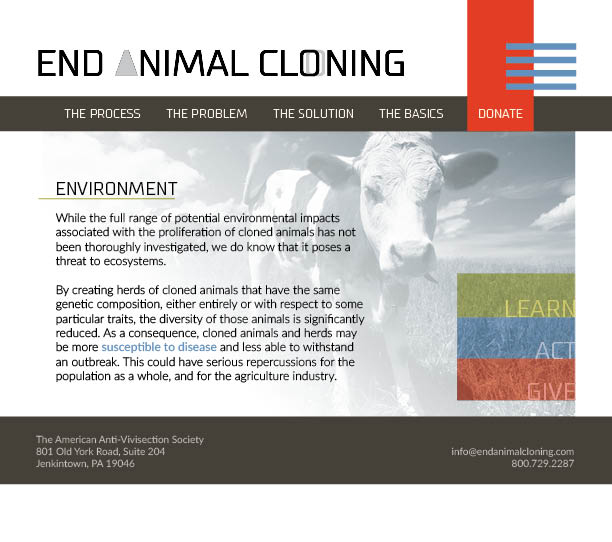 AAVS - End Animal Cloning Website - Interior Page