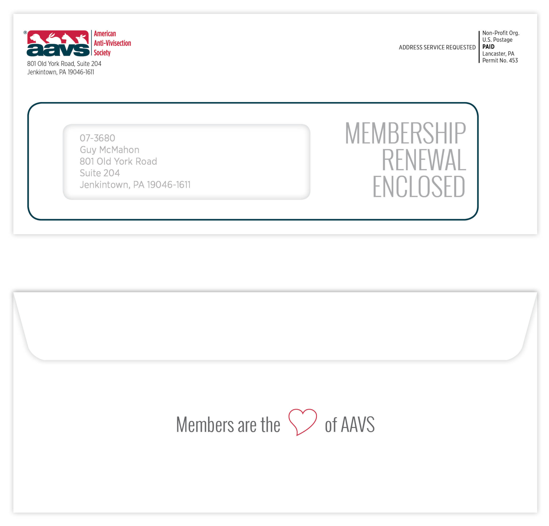 AAVS - Membership Renewal Mailing - First Notice - Outer Envelope